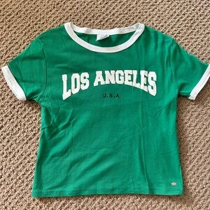 Zara Green and White Short Sleeve Tee